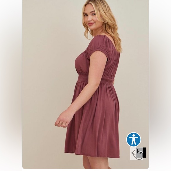 Torrid mini Lenny smocked waist dress, soft stretchy, NWT, 6X, plus size - Picture 2 of 6